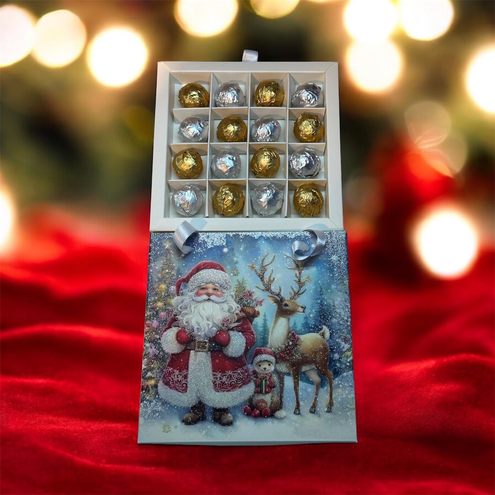 250 GR HİNDİSTAN CEVİZLİ ÇANTALI NOEL BABA GEYİKLİ TRUFFLE ÇİKOLATA